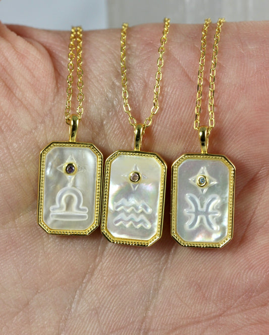 Mother of Pearl Zodiac Necklaces