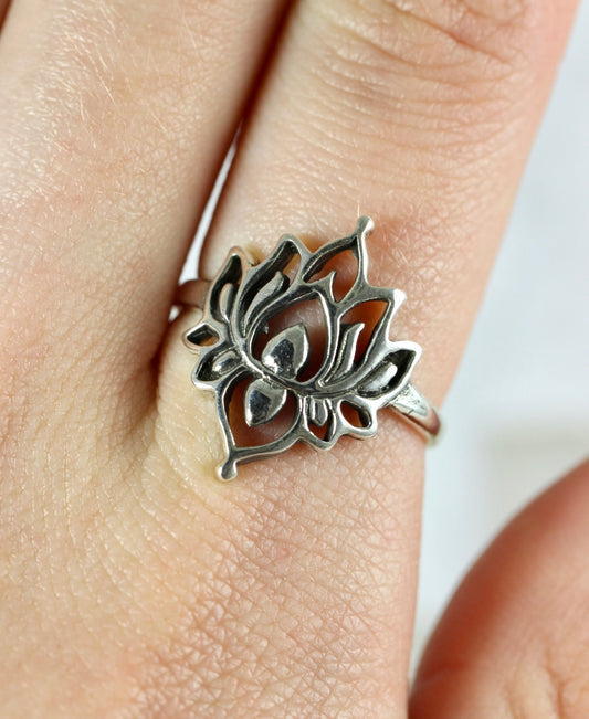 Lotus Flower Silver Ring