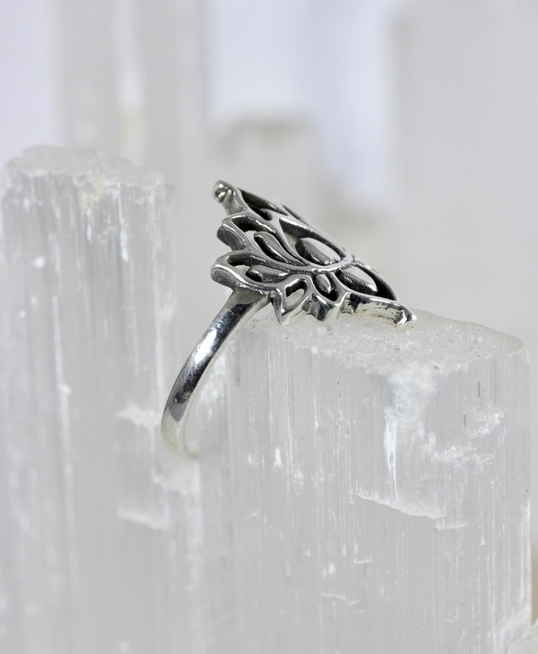 Lotus Flower Silver Ring