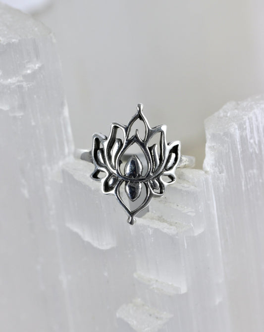 Lotus Flower Silver Ring