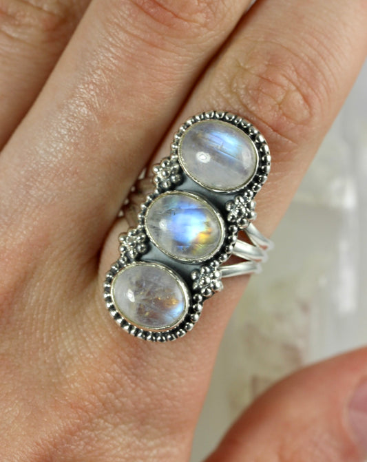 Moonstone Chunky Three Stone Ring