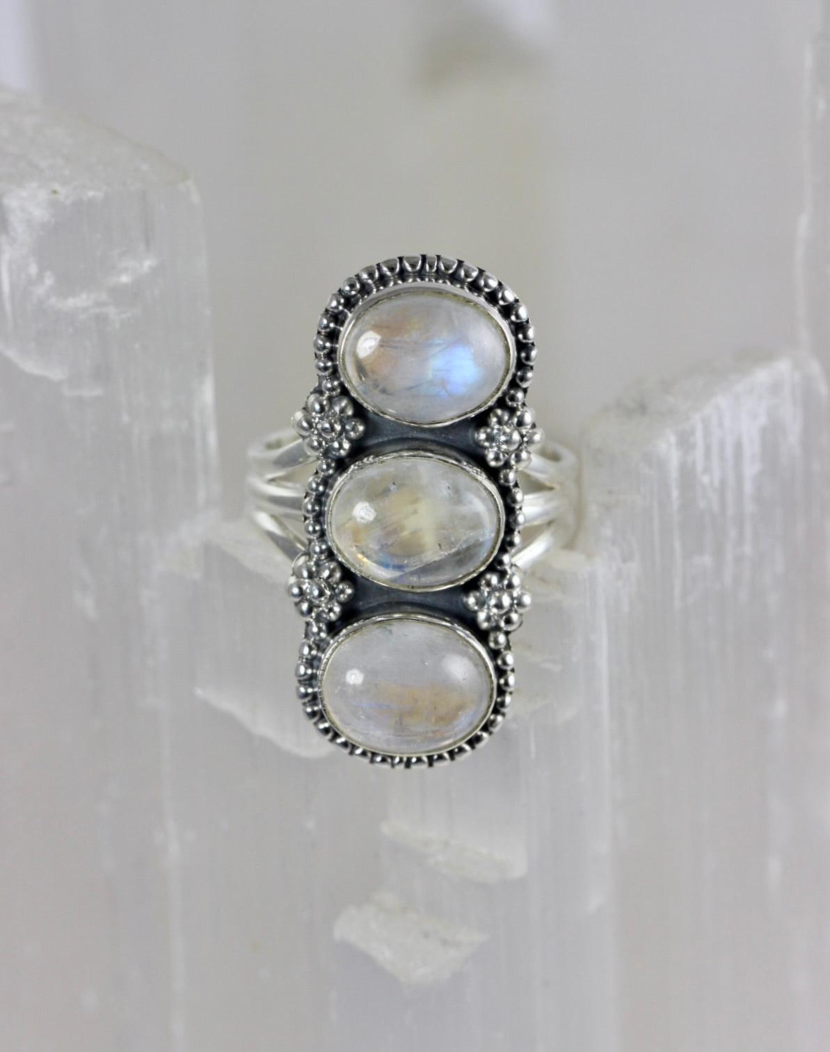 Moonstone Chunky Three Stone Ring