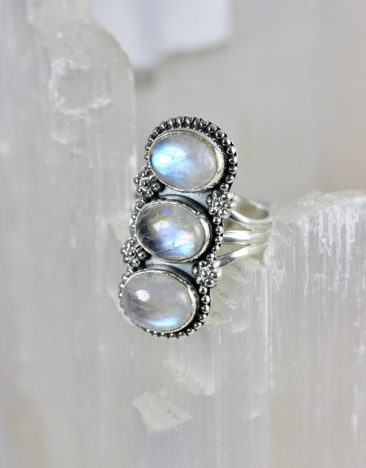 Moonstone Chunky Three Stone Ring