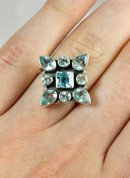 Blue Topaz Statement Ring