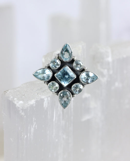 Blue Topaz Statement Ring