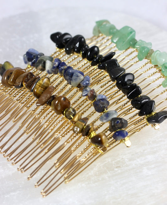 Gold Gemstone Hair Combs