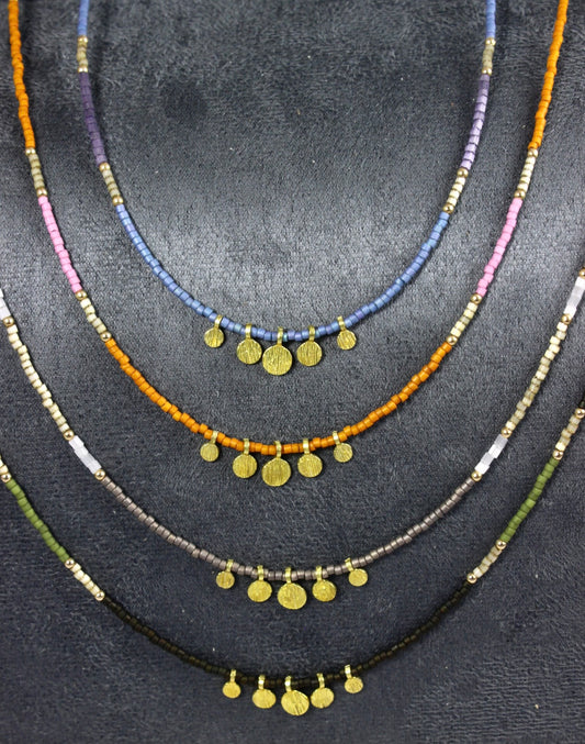 Multi Color Beaded Choker Necklaces