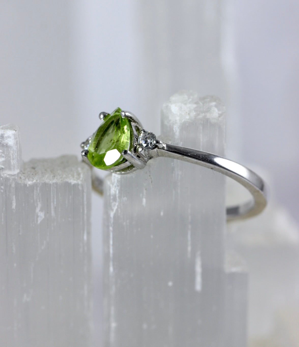 Peridot CZ Dainty Ring