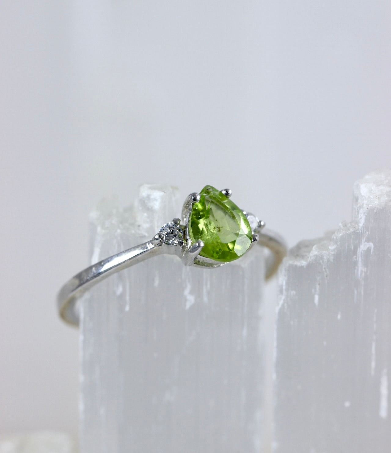 Peridot CZ Dainty Ring