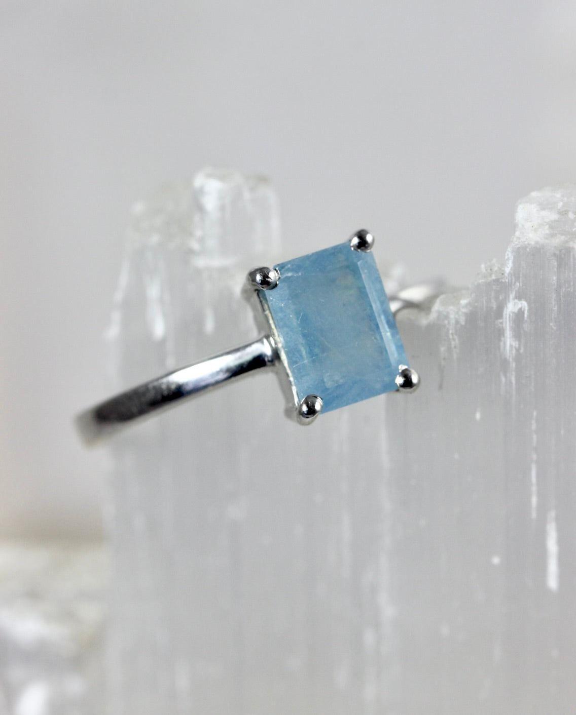 Aquamarine Emerald Cut Ring