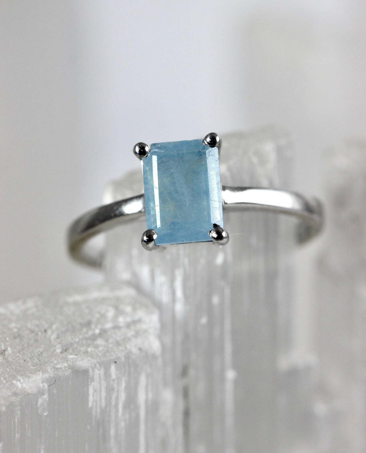 Aquamarine Emerald Cut Ring