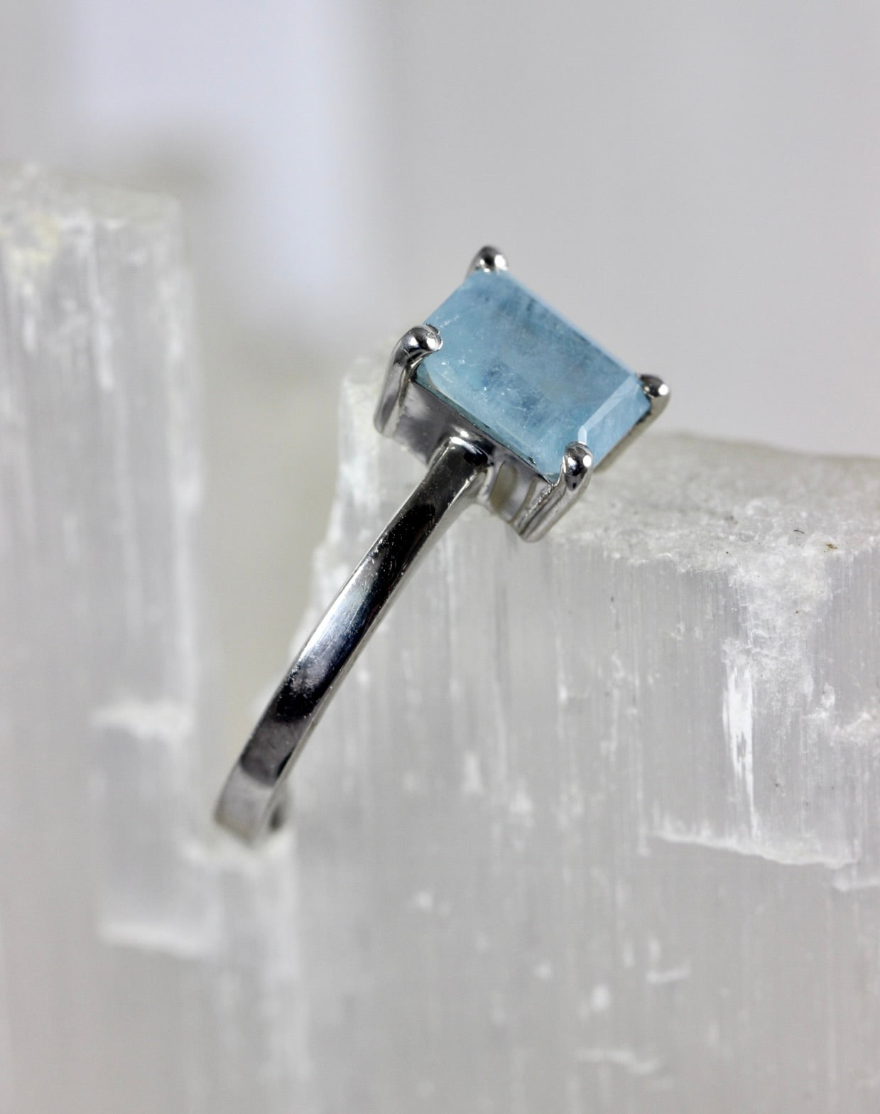 Aquamarine Emerald Cut Ring
