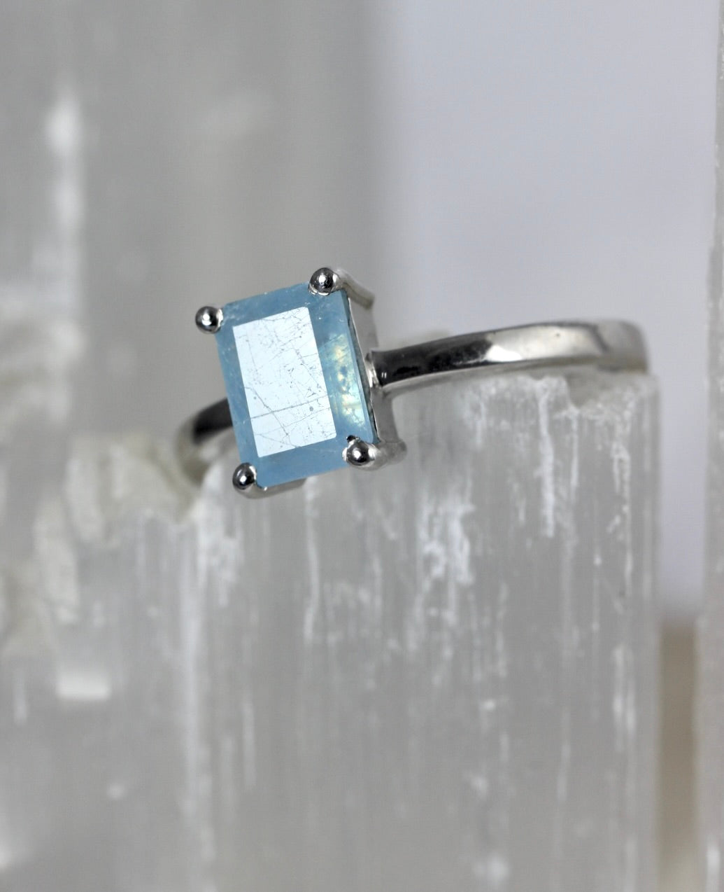 Aquamarine Emerald Cut Ring