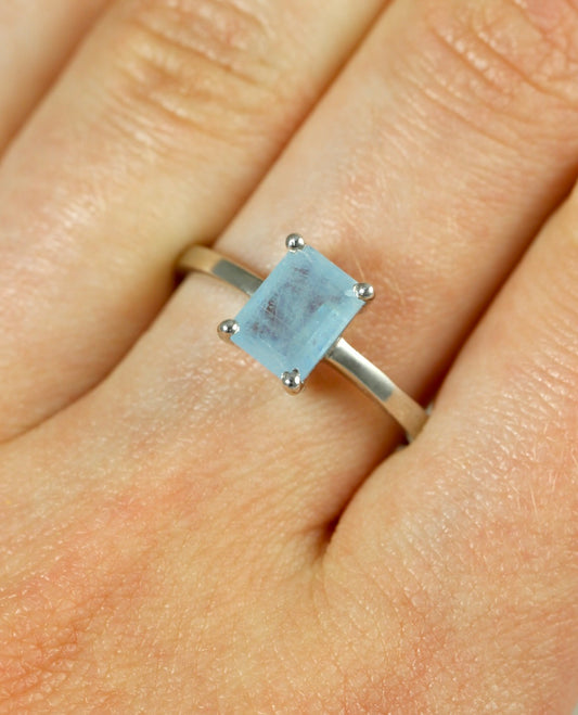 Aquamarine Emerald Cut Ring