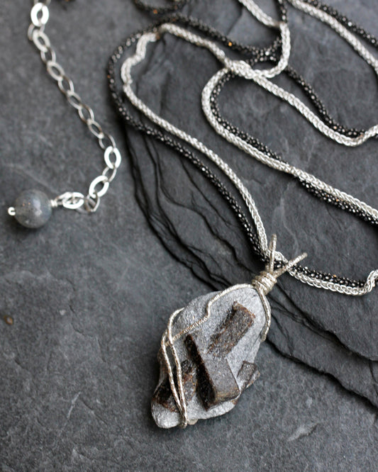 Staurolite Fairy Cross Pendant Necklace