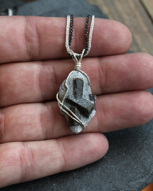 Staurolite Fairy Cross Pendant Necklace