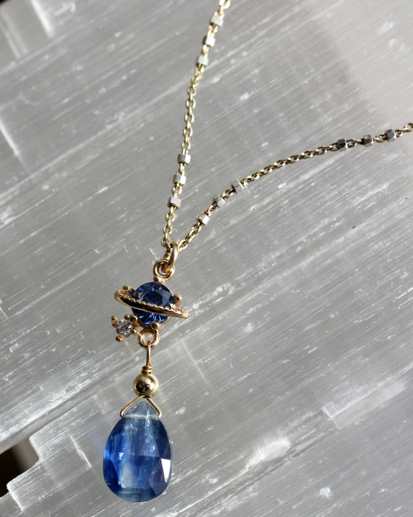 Kyanite Saturn Necklace