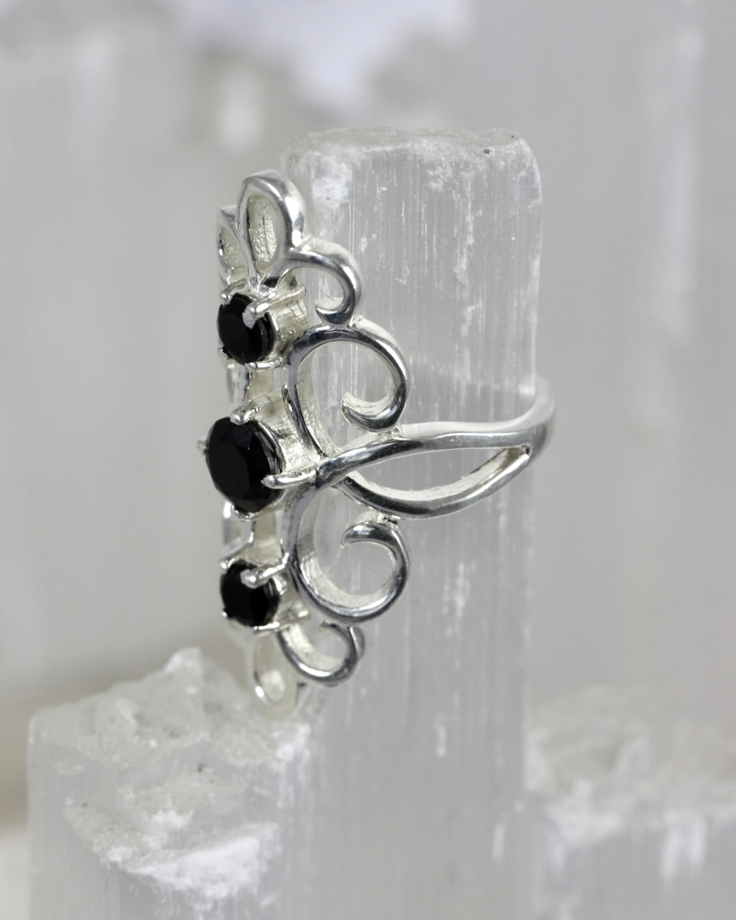 Black Tourmaline Filigree Ring