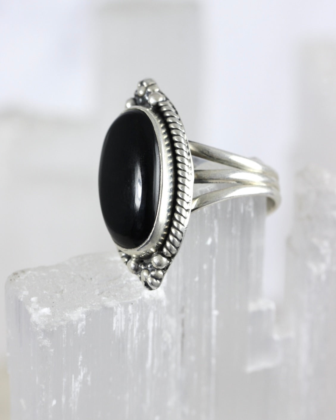 Black Onyx Filigree Ring