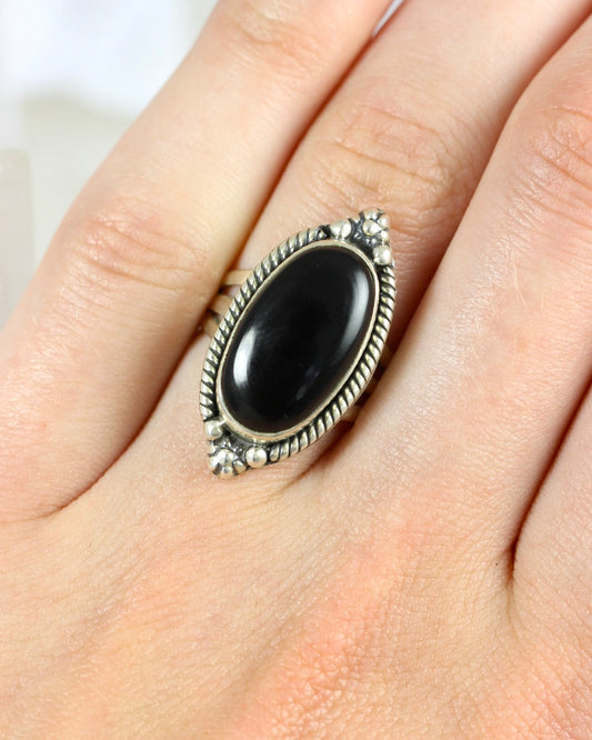 Black Onyx Filigree Ring