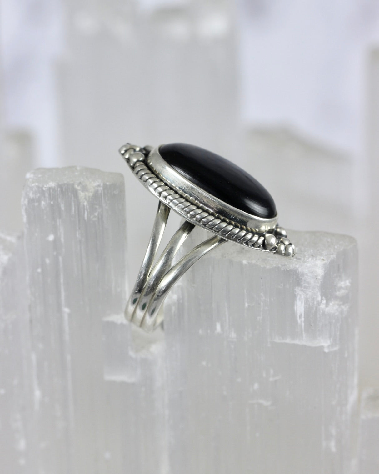 Black Onyx Filigree Ring