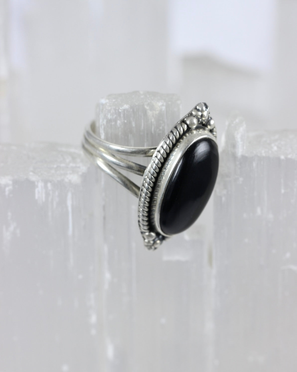 Black Onyx Filigree Ring