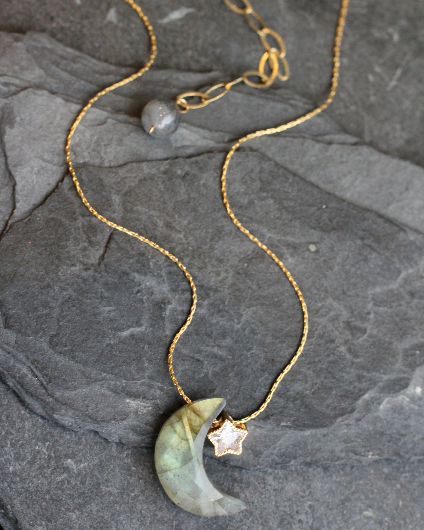 Labradorite Moon Star Necklace