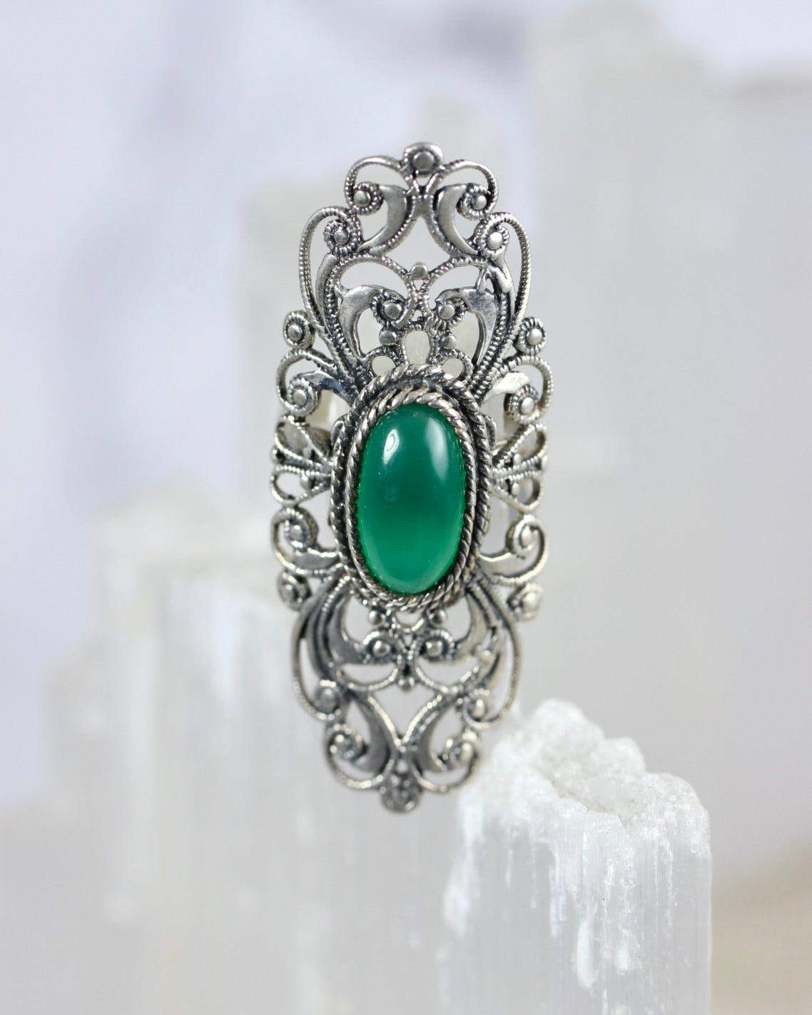 Green Onyx Statement Ring