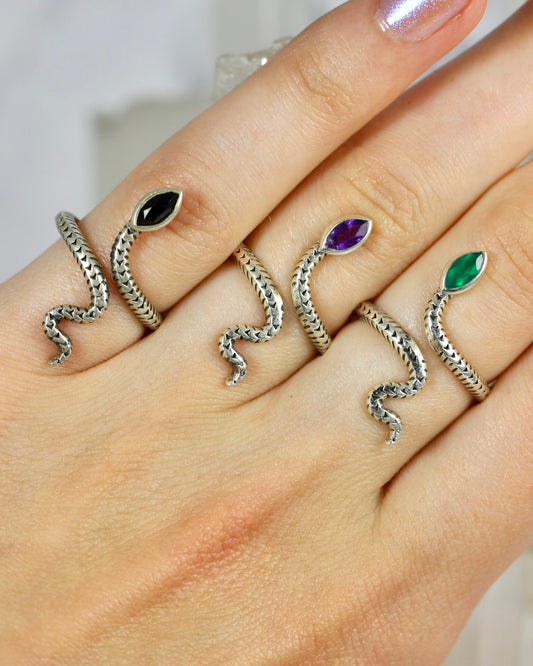 Gemstone Snake Rings