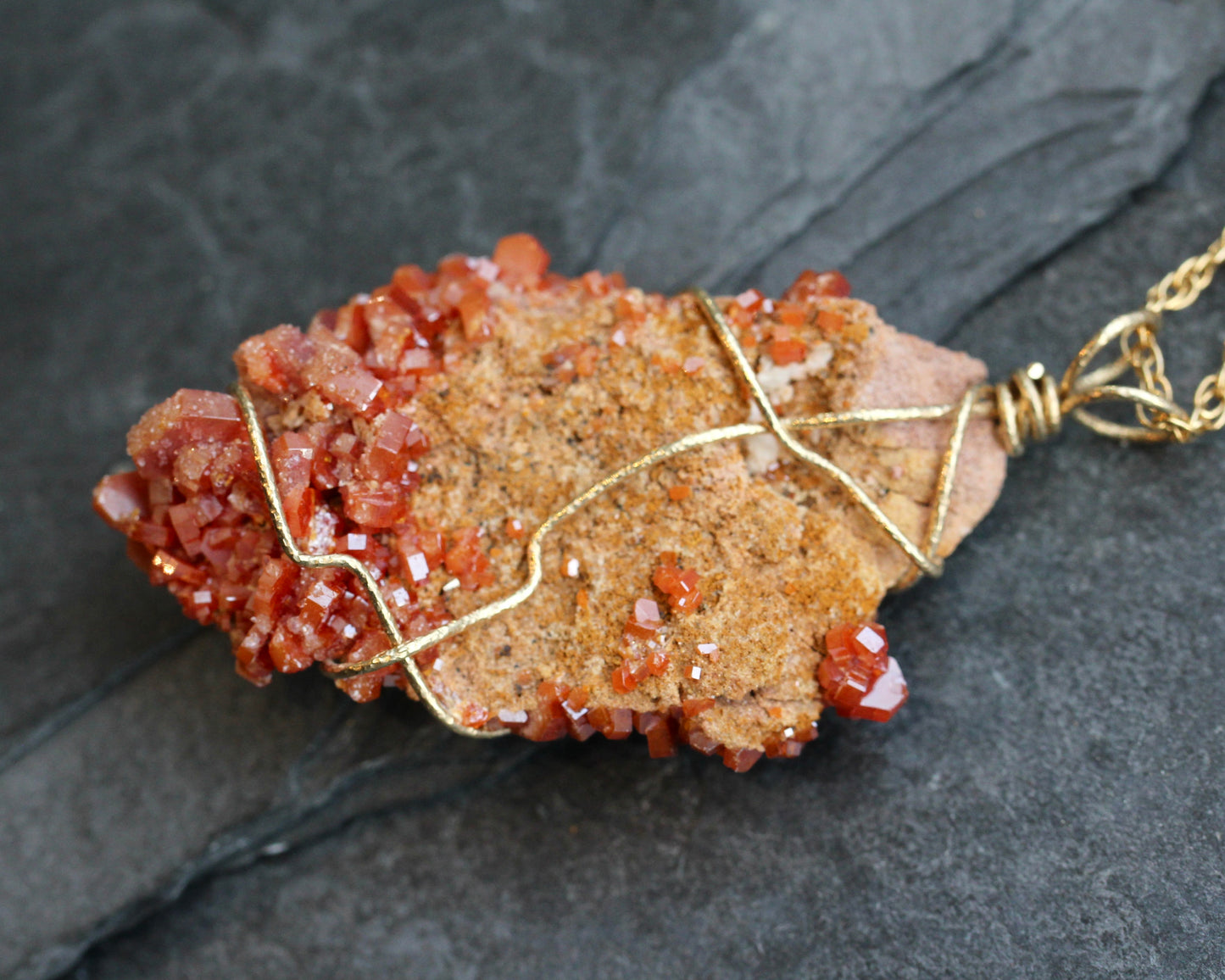 Vanadinite Gold Pendant