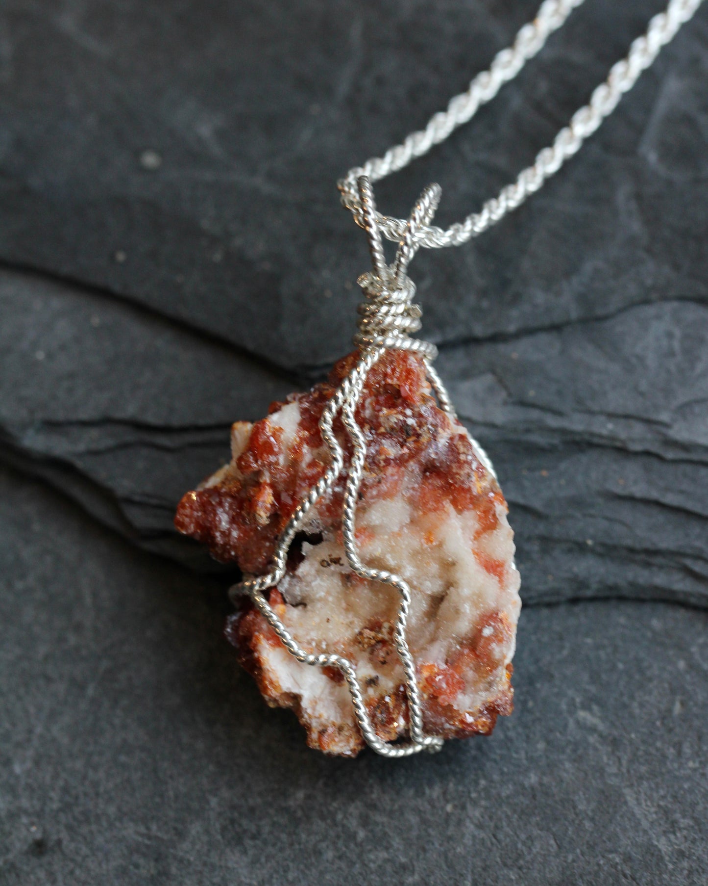 Vanadinite Silver Pendant Necklace