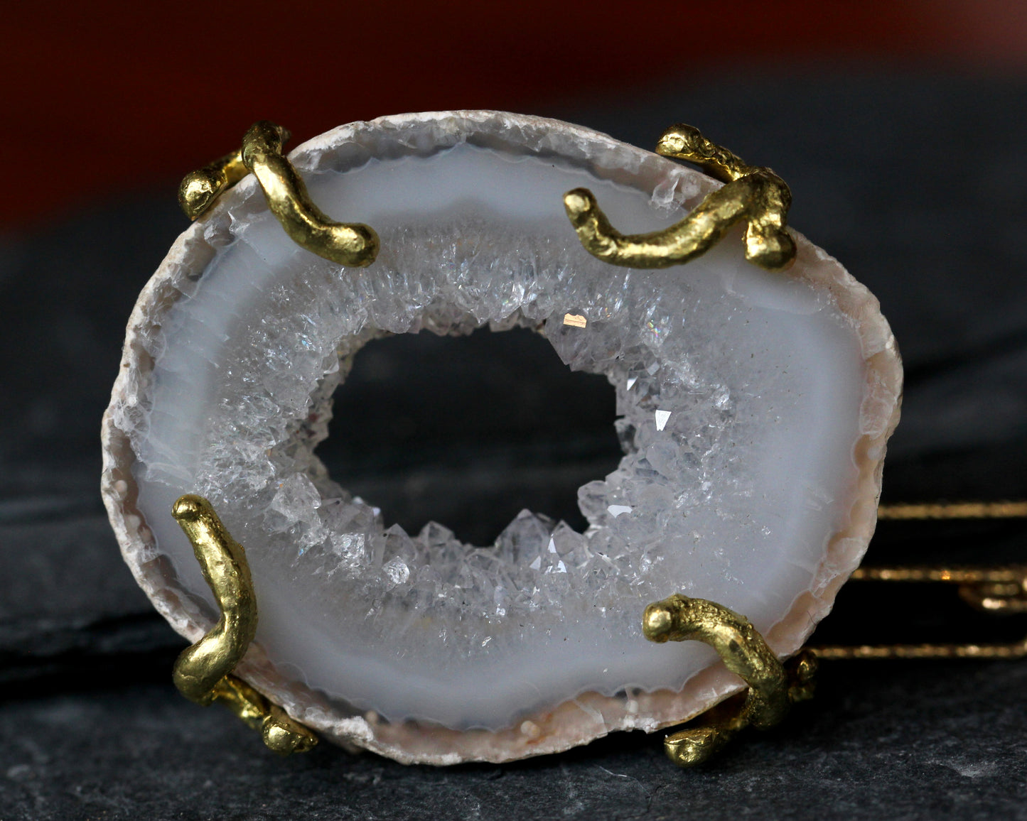 White Agate Gold Paperclip Chain Necklace