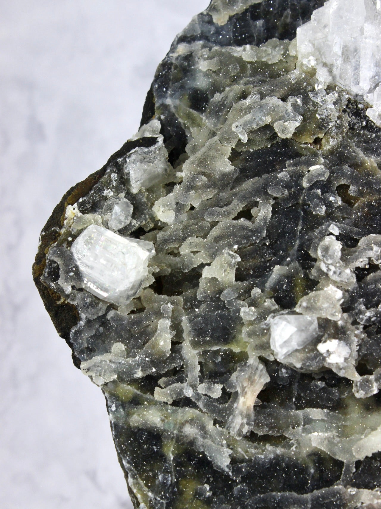 Apophyllite Stilbite on Black Chalcedony