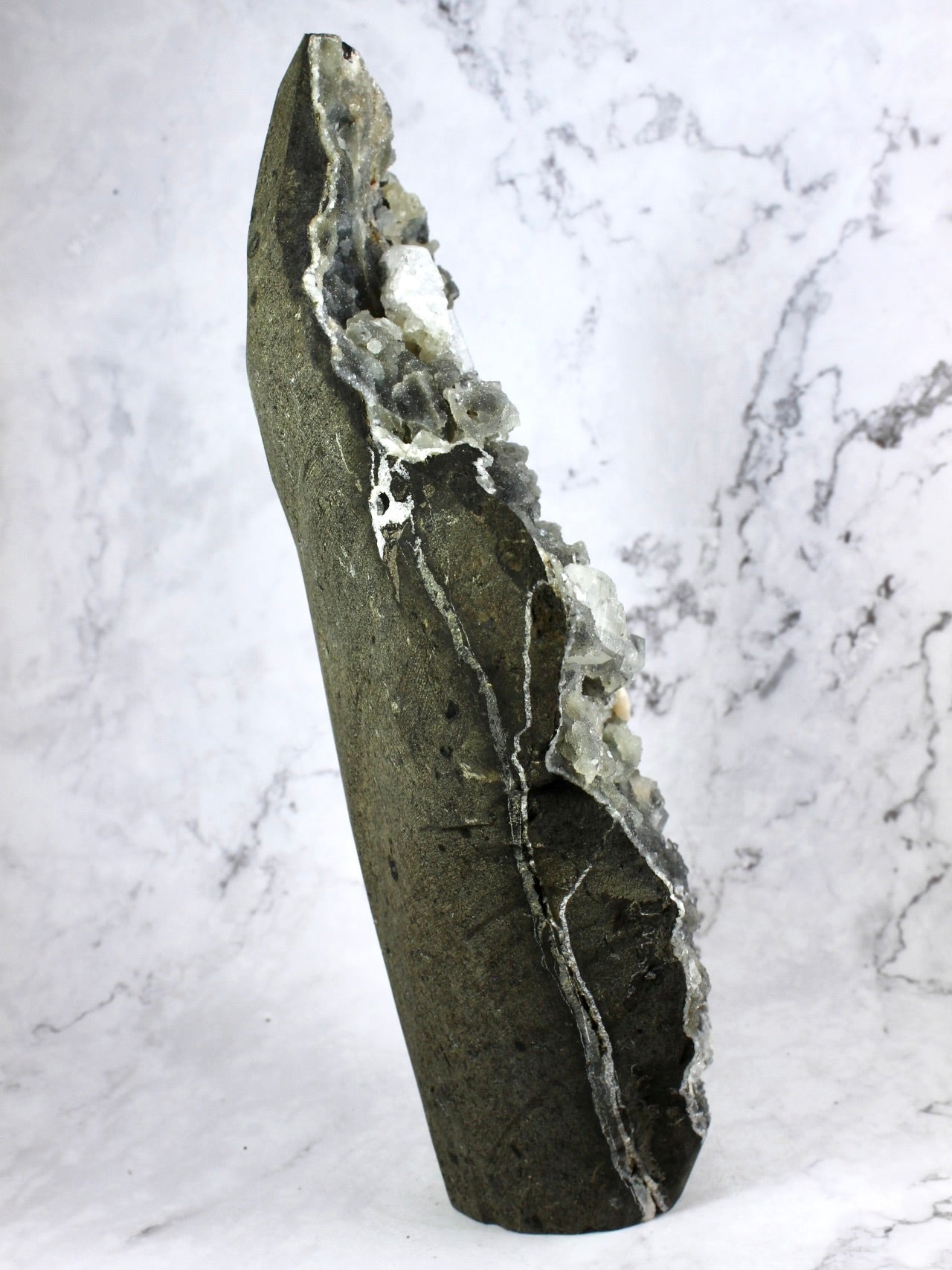 Apophyllite Stilbite on Black Chalcedony