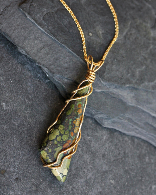 Earthy Turquoise Shard Pendant Necklace