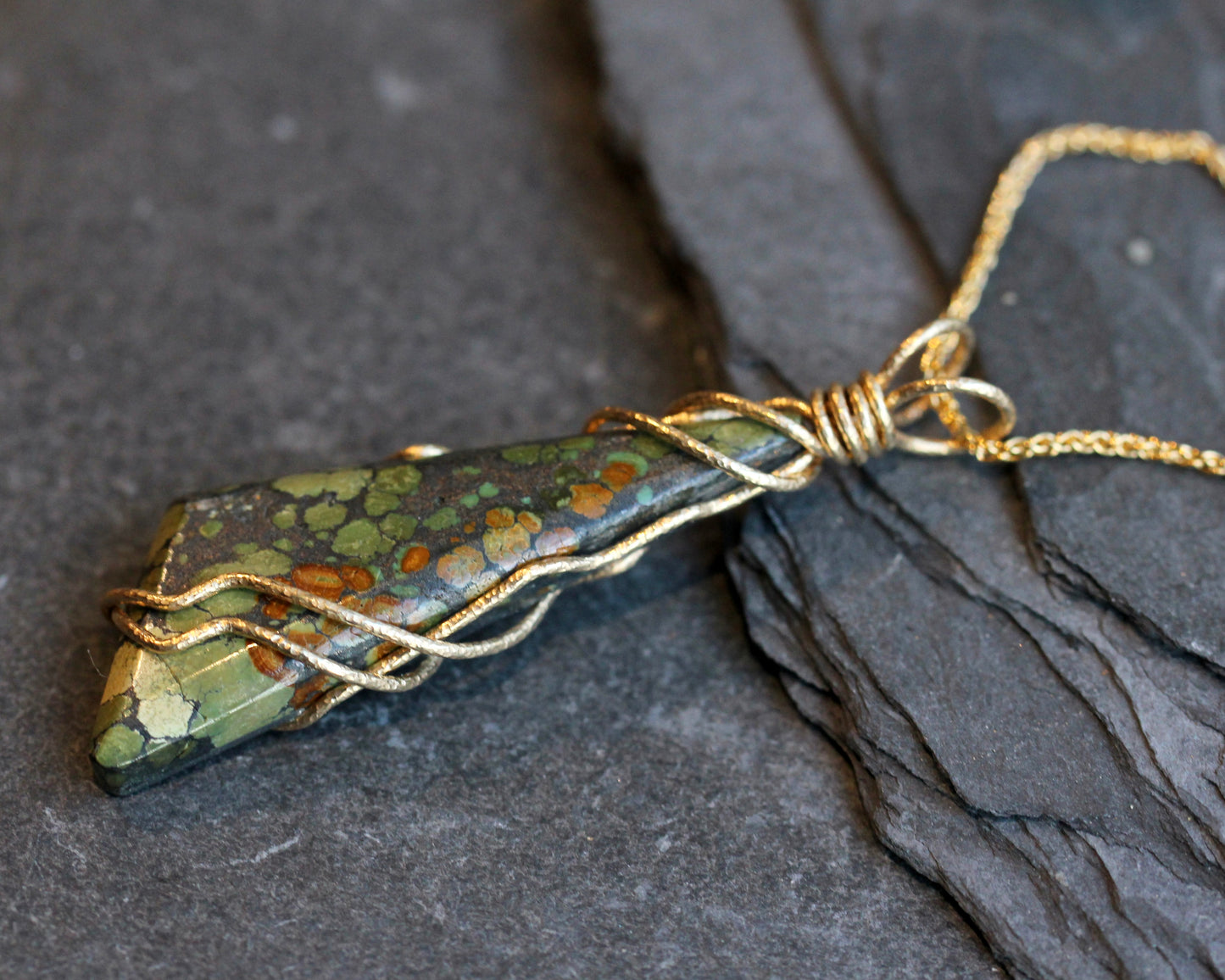 Earthy Turquoise Shard Pendant Necklace
