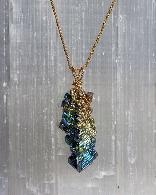 Bismuth Gold Pendant Necklace