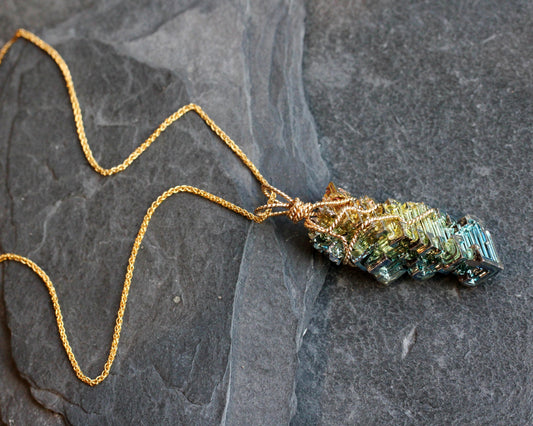 Bismuth Gold Pendant Necklace