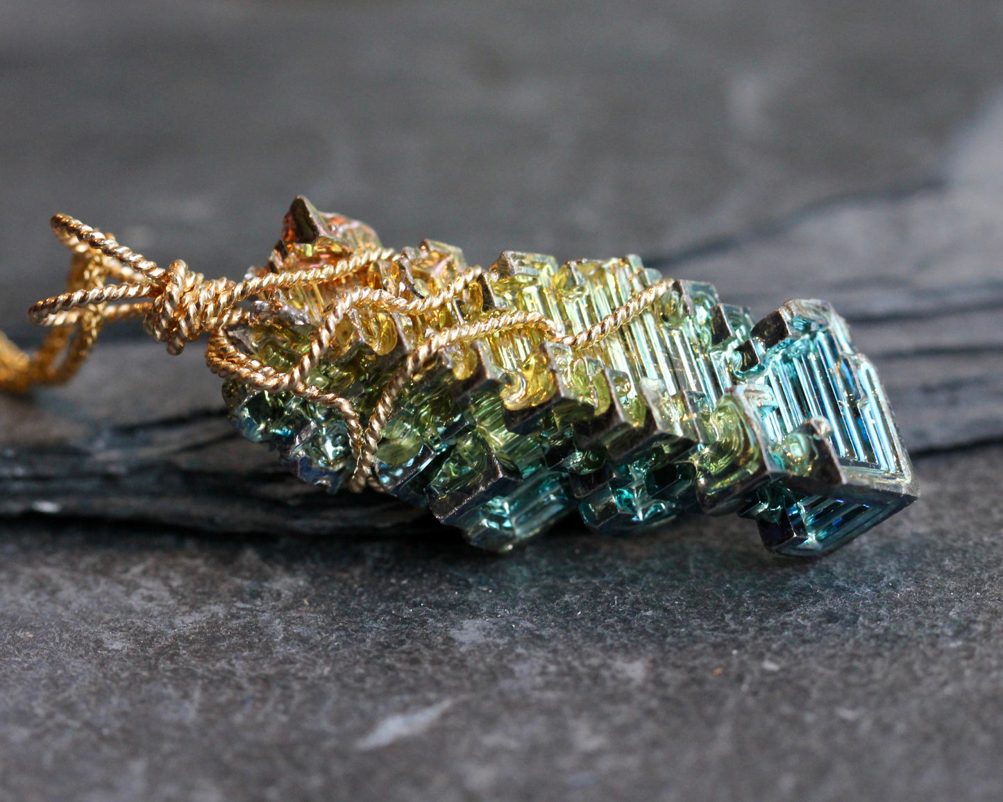 Bismuth Gold Pendant Necklace
