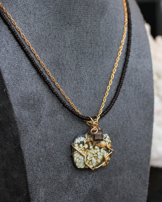 Turquoise Smokey Gold Necklace