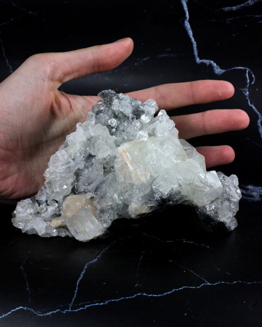 Apophyllite Stilbite on Black Chalcedony