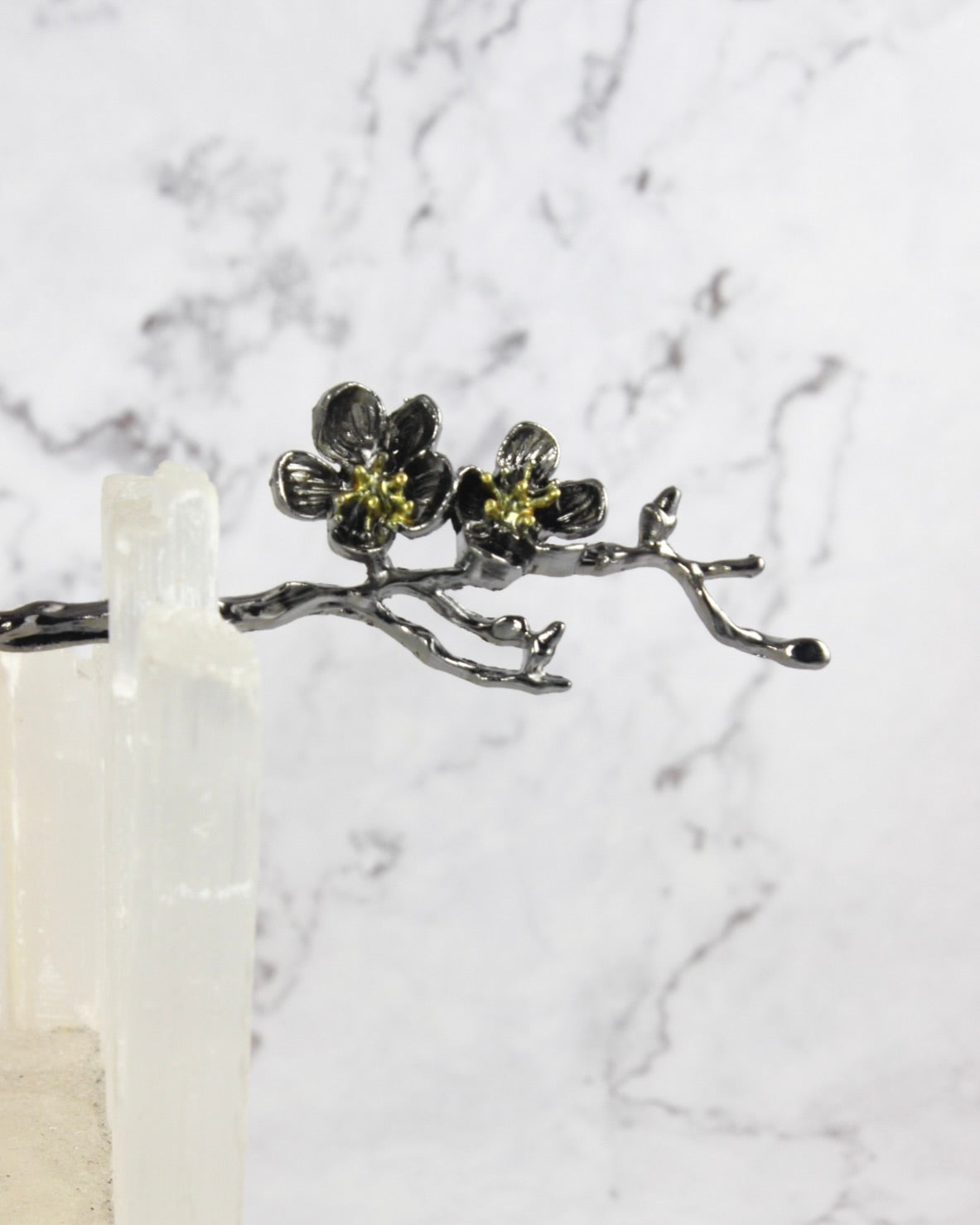 Dark Floral Hair Sticks