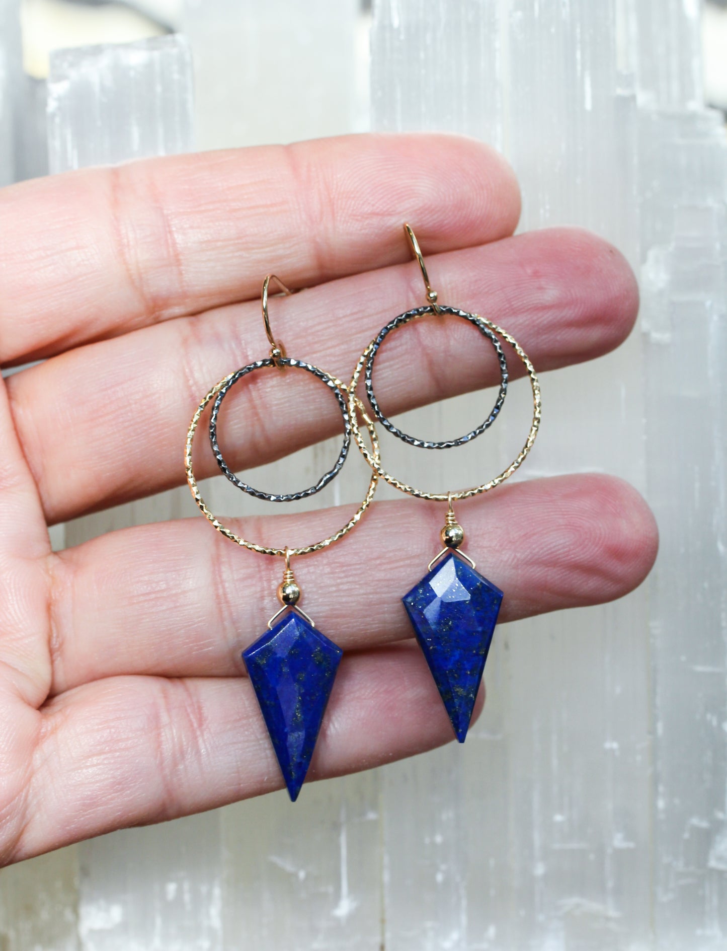Lapis Ring Drop Earrings