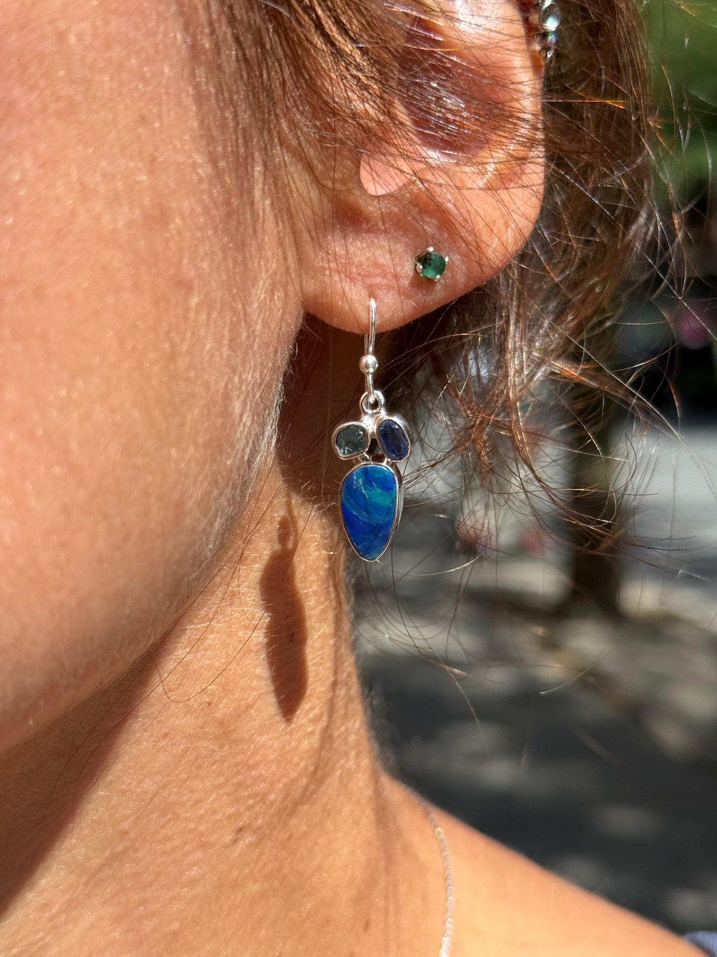 Australian Opal Kyanite Apatite Earrings