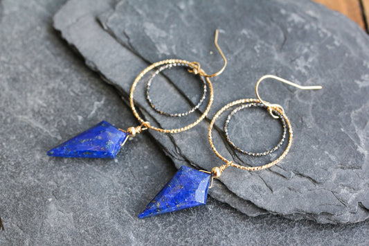Lapis Ring Drop Earrings