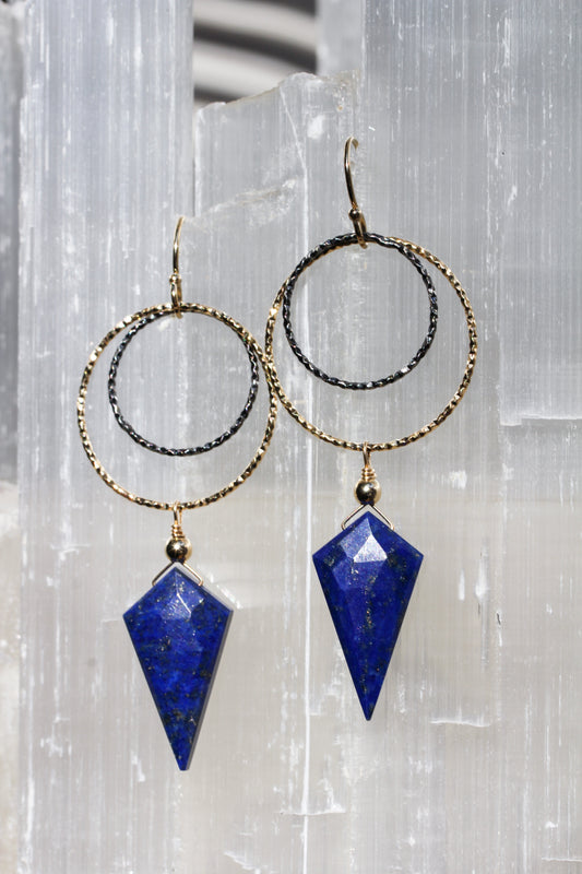 Lapis Ring Drop Earrings