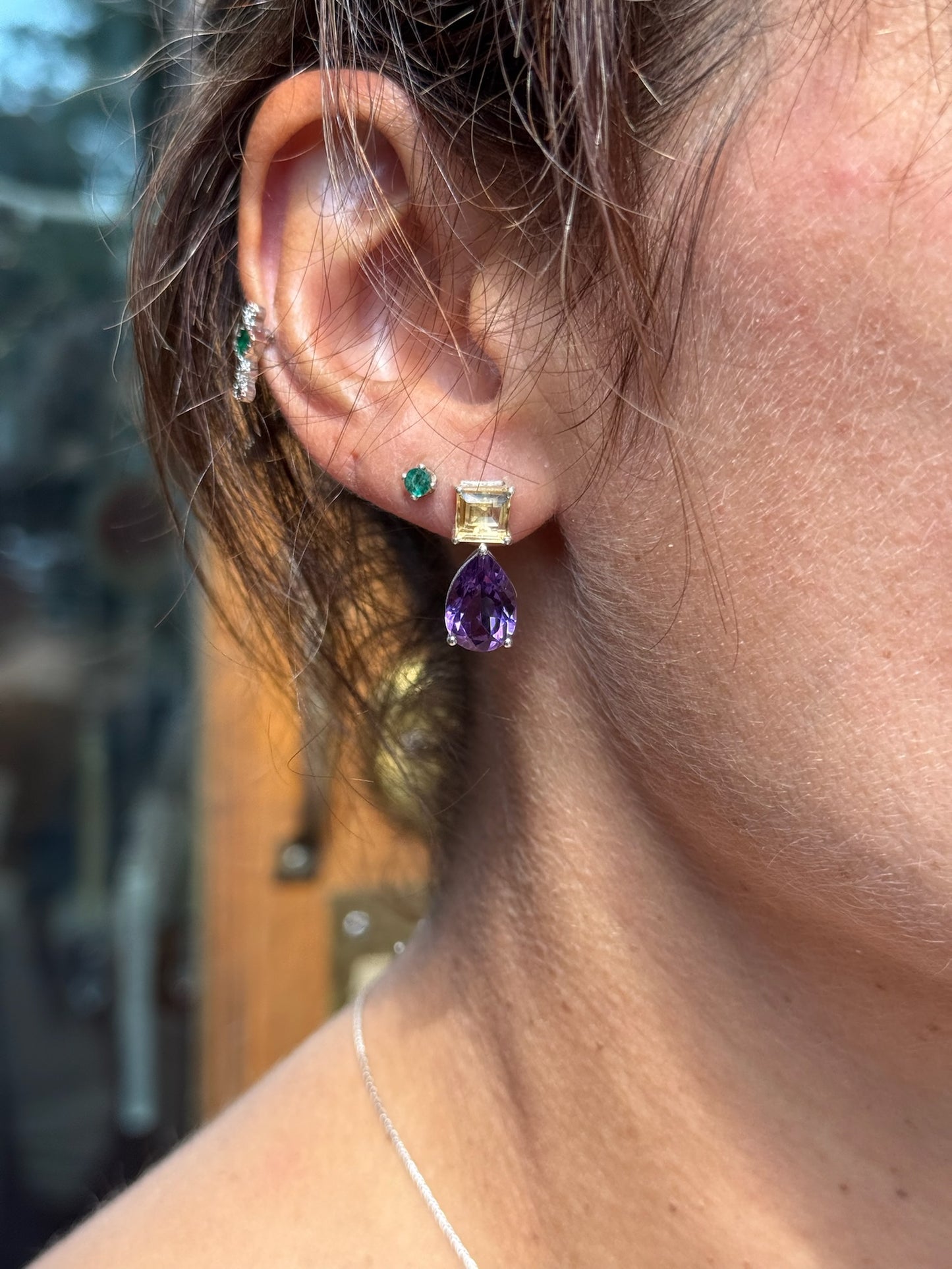 Amethyst Citrine Post Earrings