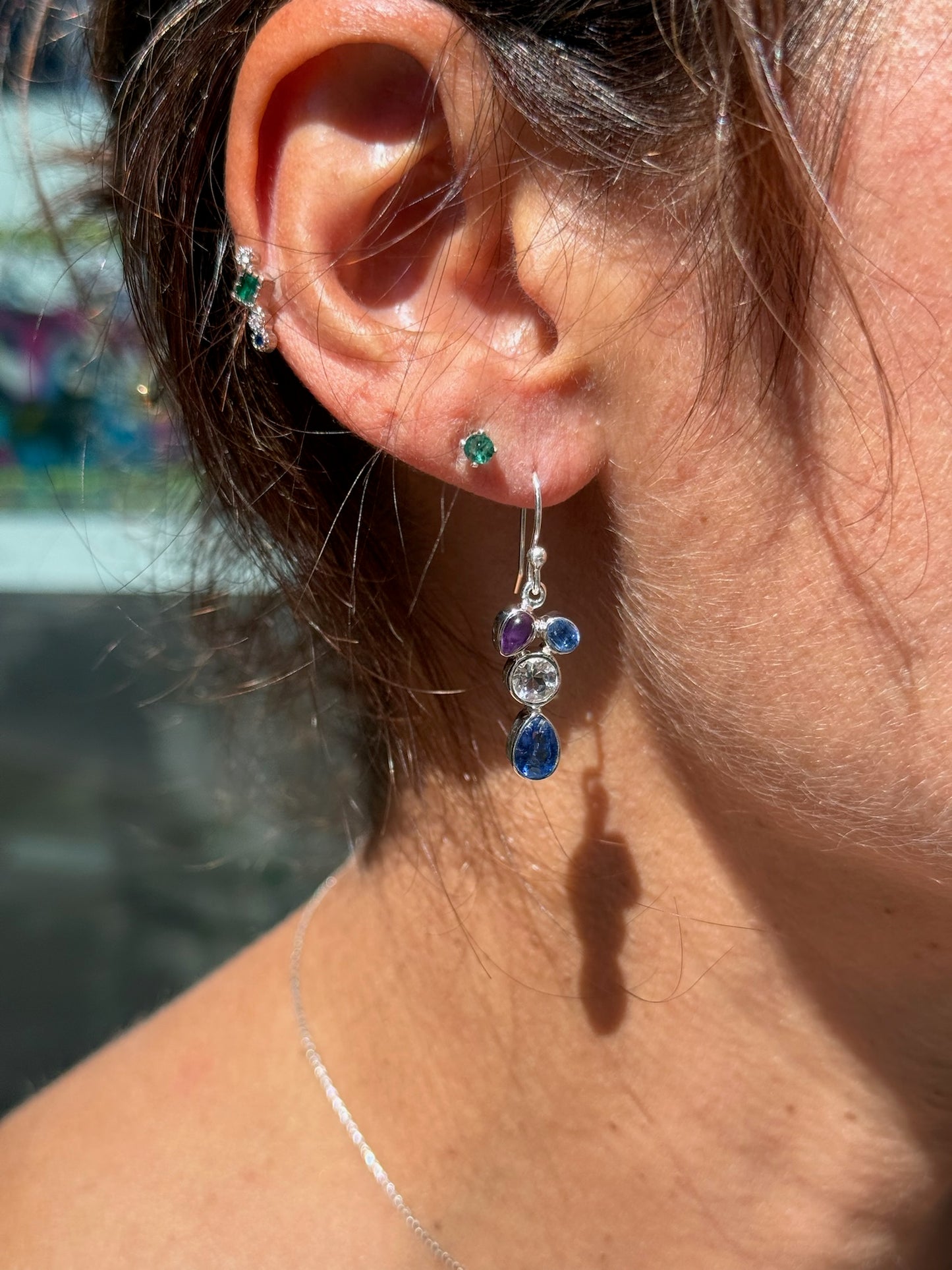 Kyanite Amethyst White Topaz Earrings