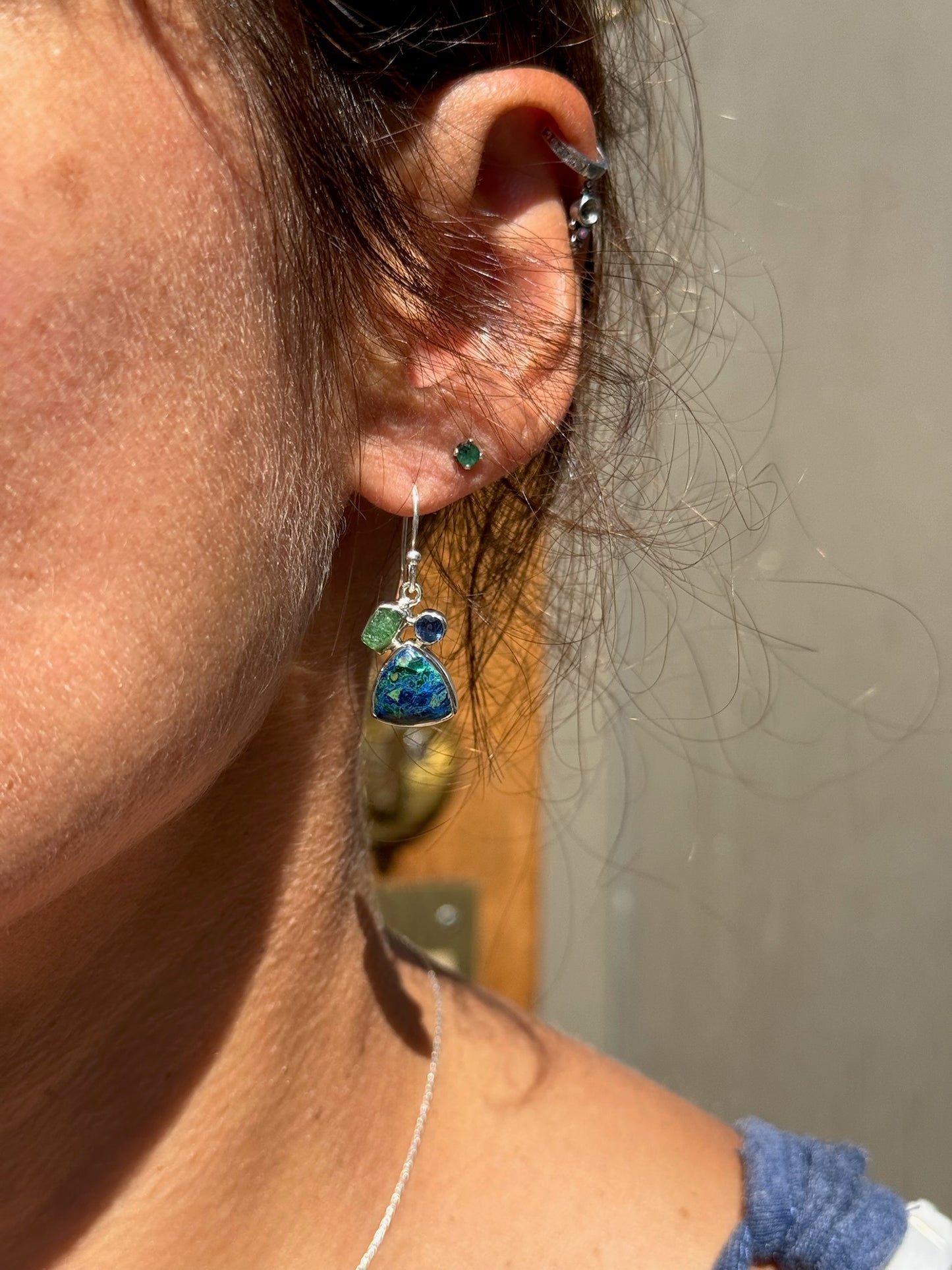 Azurite Malachite Emerald Kyanite Earrings