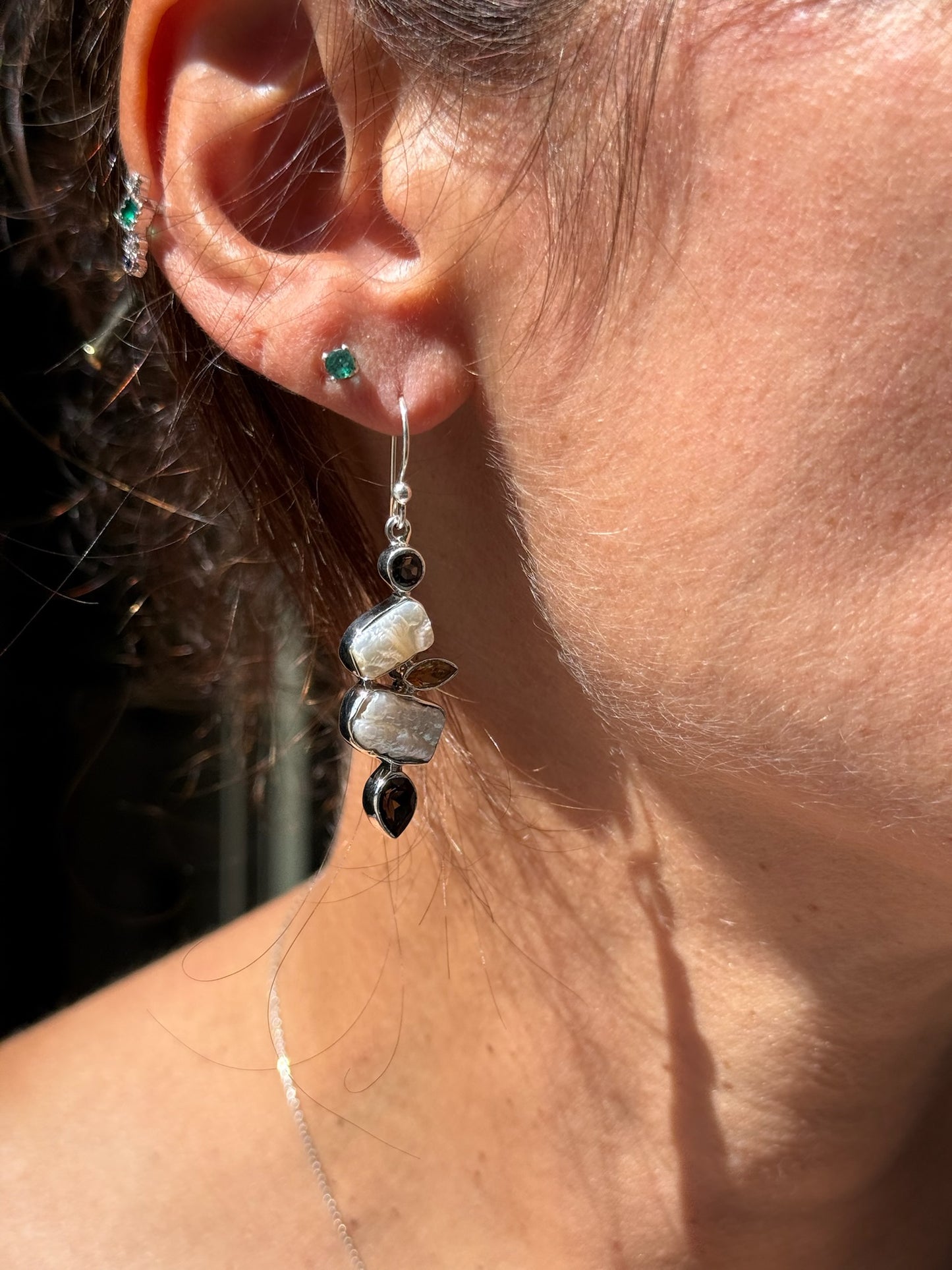 Fresh Water Pearl Smokey Citrine Earrings